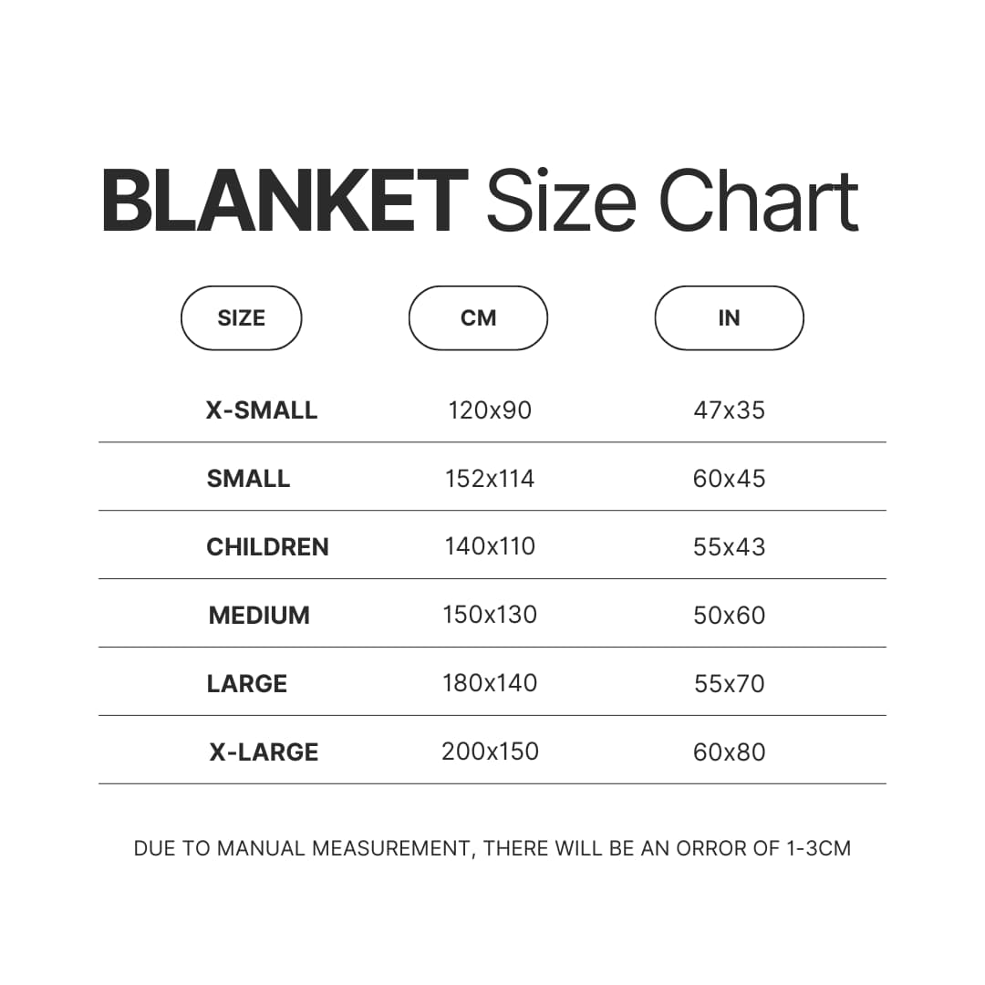 Blanket Size Chart - Badtz-Maru Shop