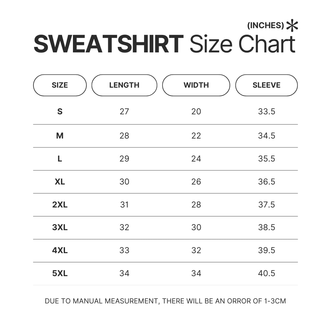 Sweatshirt Size Chart - Badtz-Maru Shop