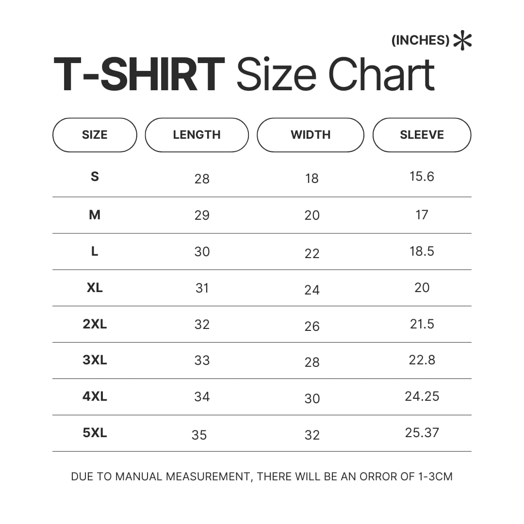 T shirt Size Chart - Badtz-Maru Shop