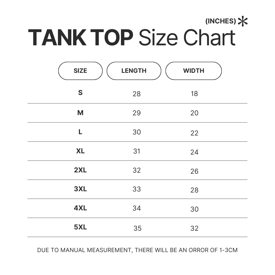 Tank Top Size Chart - Badtz-Maru Shop