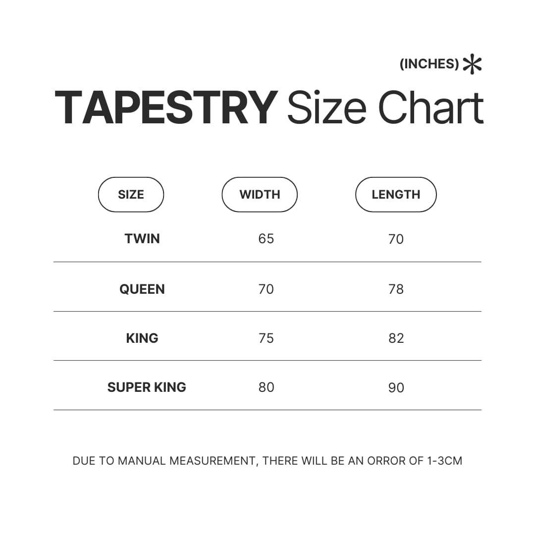 Tapestry Size Chart - Badtz-Maru Shop