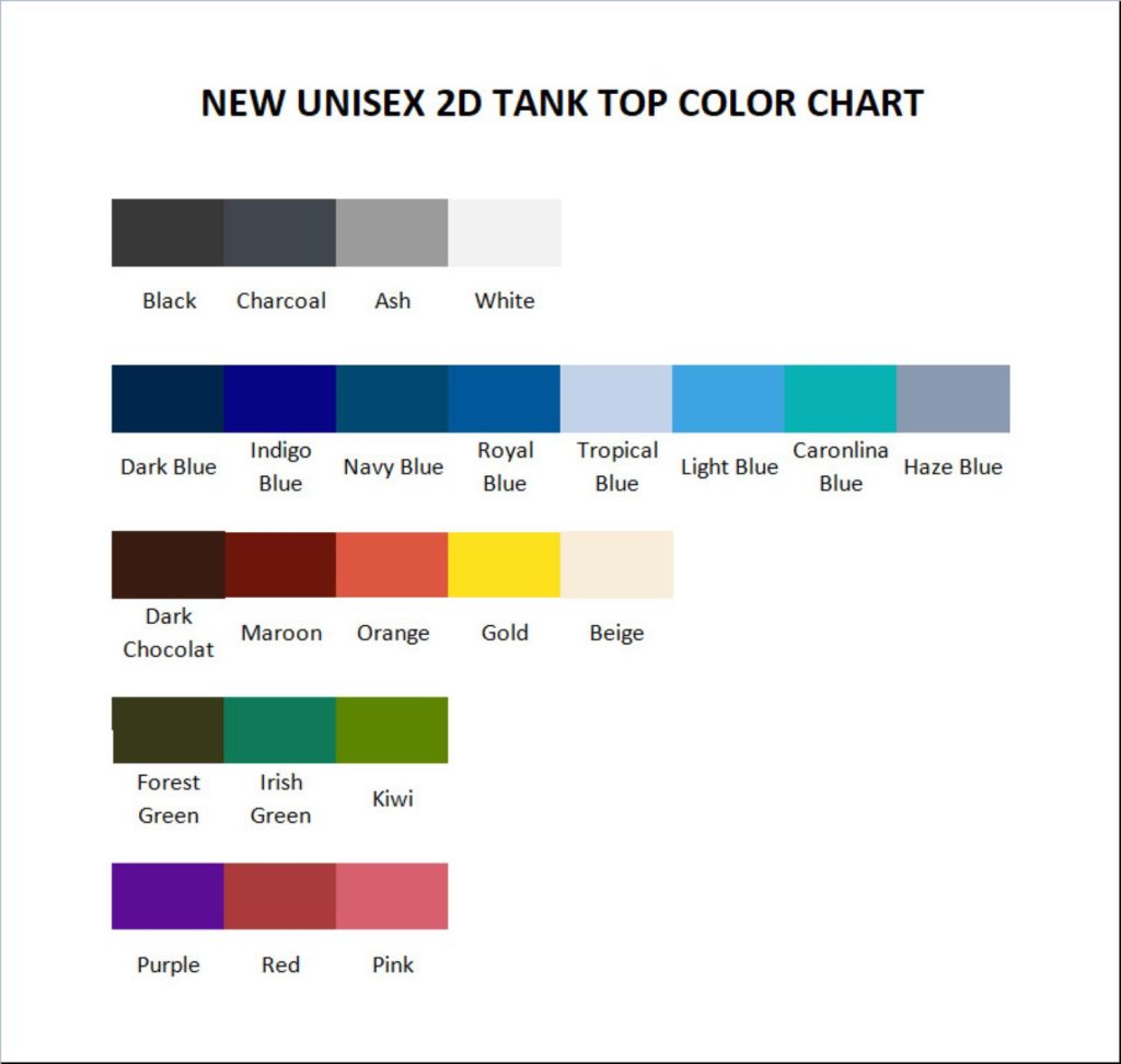 tank top color chart - Badtz-Maru Shop